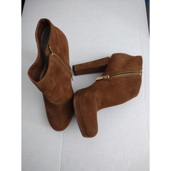 MICHAEL Michael Kors Boots Womens Size 6 Suede Brown Ankle Booties Block Heel - Picture 1 of 8